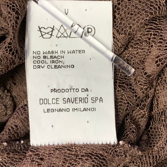 DOLCE & GABBANA Vintage Size L Brown Rayon Blend Lace Pointed Collar Shirt - Picture 7 of 7